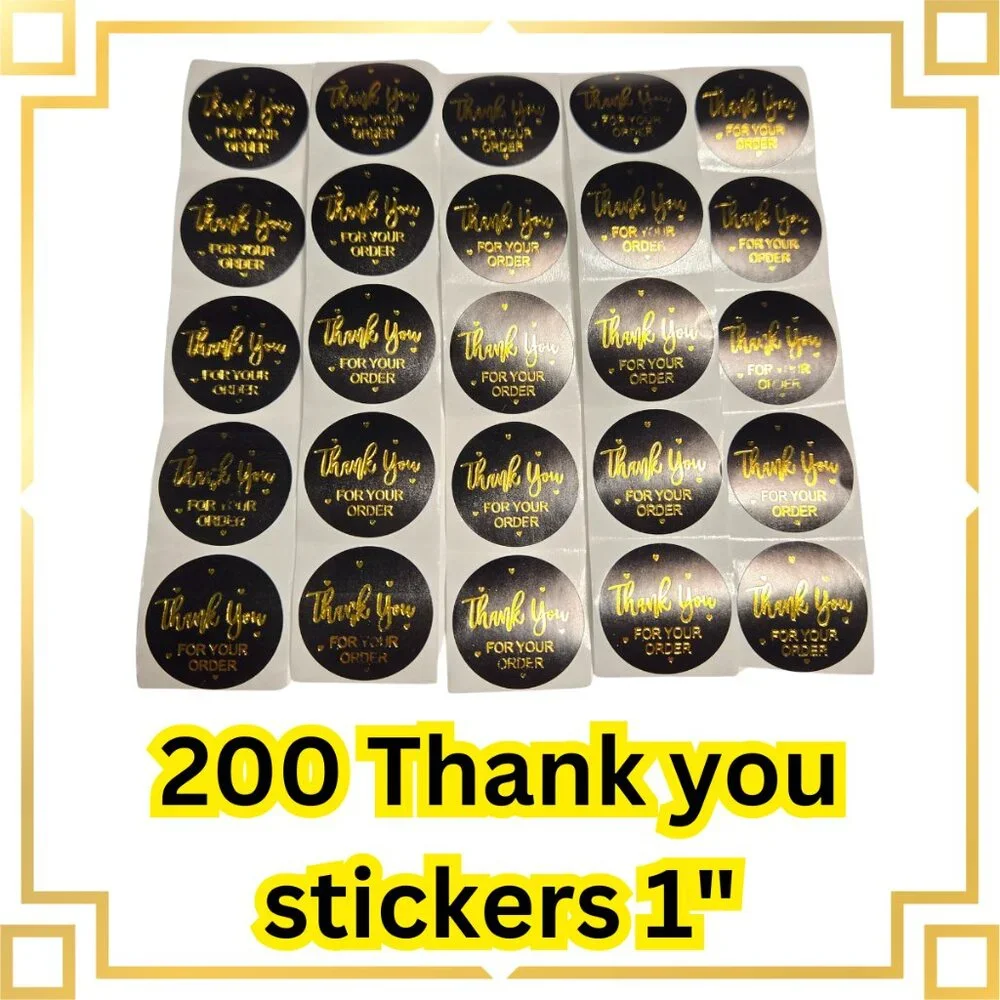 200 thank you for your order stickers size 1”